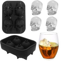 Силиконовая форма для льда "Черепа" 3D Skull Ice Mold, 4 черепа